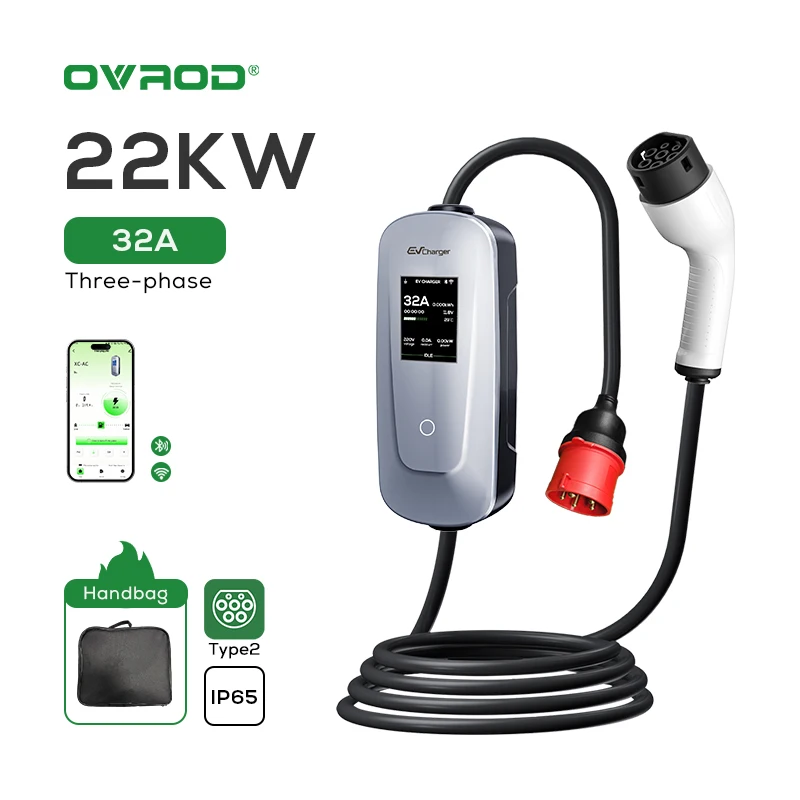 Ev Charger Type 2 22Kw 32A 3 Phase - Ovrod 22kw Caricatore EV portatile Ricarica