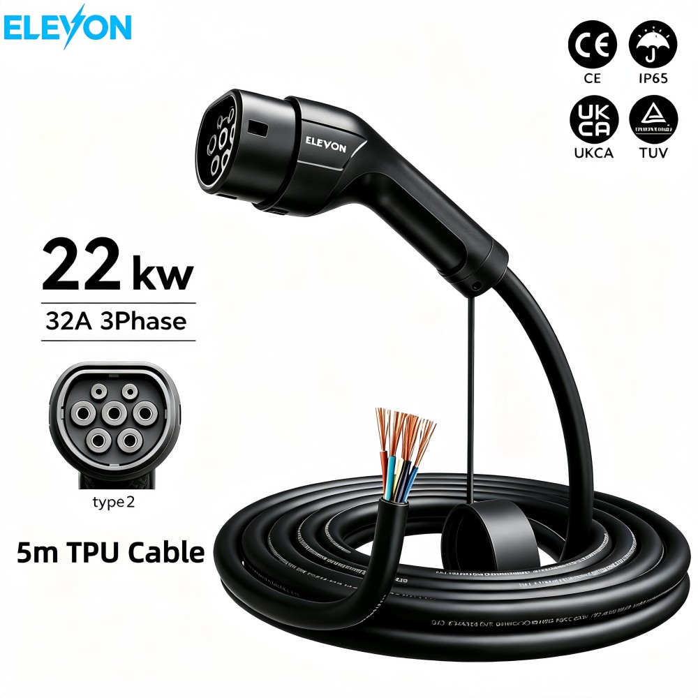 Ev Charger Type 2 22Kw 32A 3 Phase - Cavo di ricarica ELEVON EV Tipo
