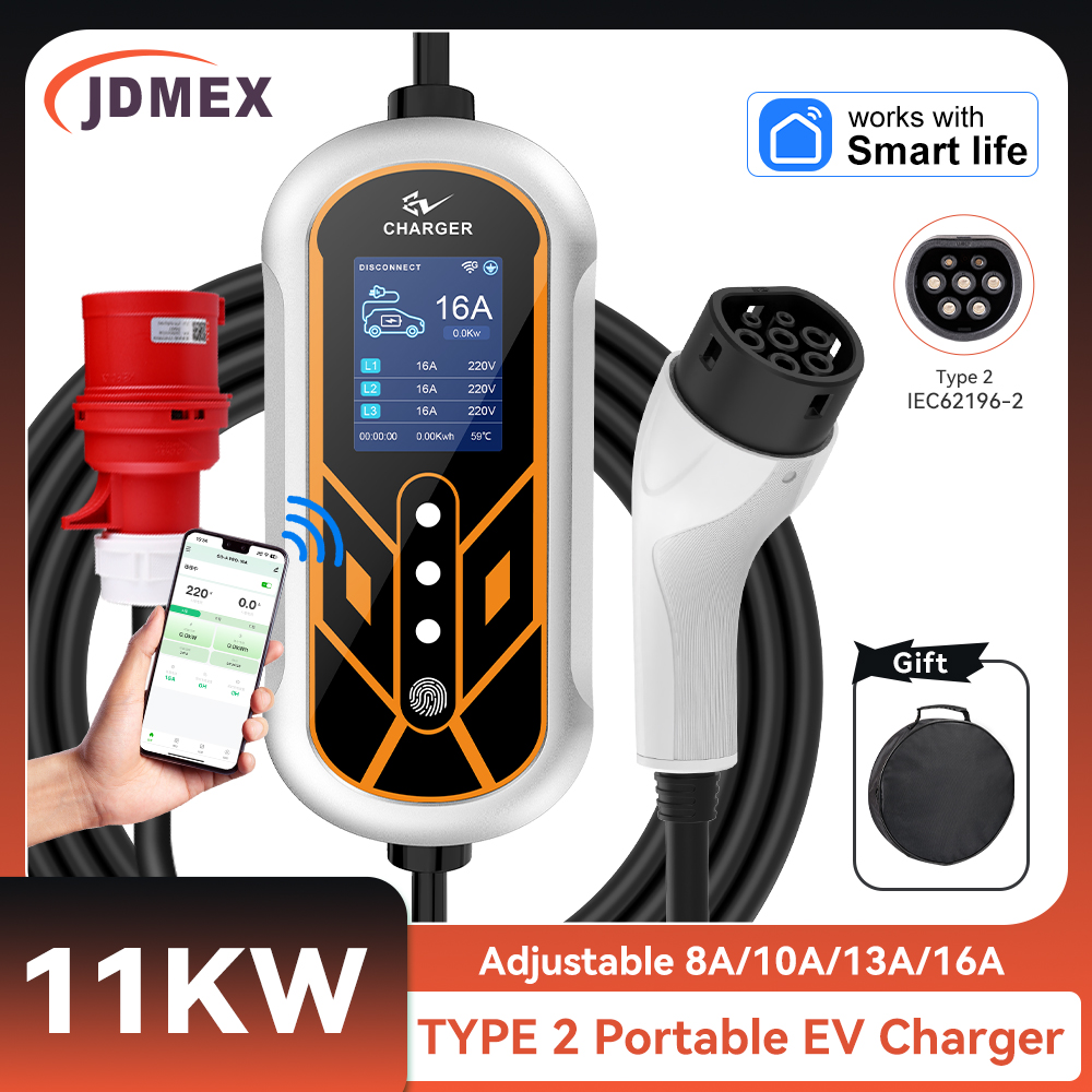 Type 2 Portable Ev Charger 11Kw Cee - JDMEX 11KW Type2 EV Caricatore portatile