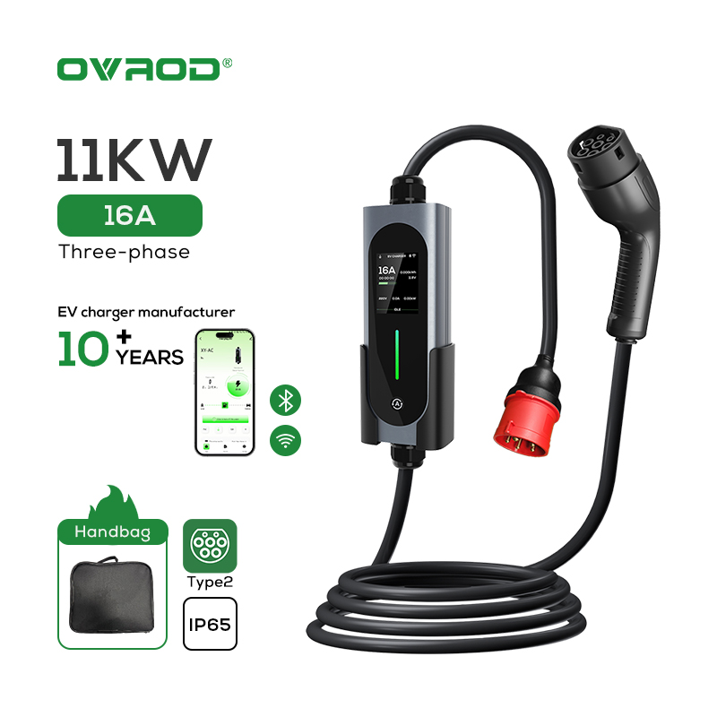 Type 2 Portable Ev Charger 11Kw Cee - Caricatore EV Portatile Ovrod 16A 11kW