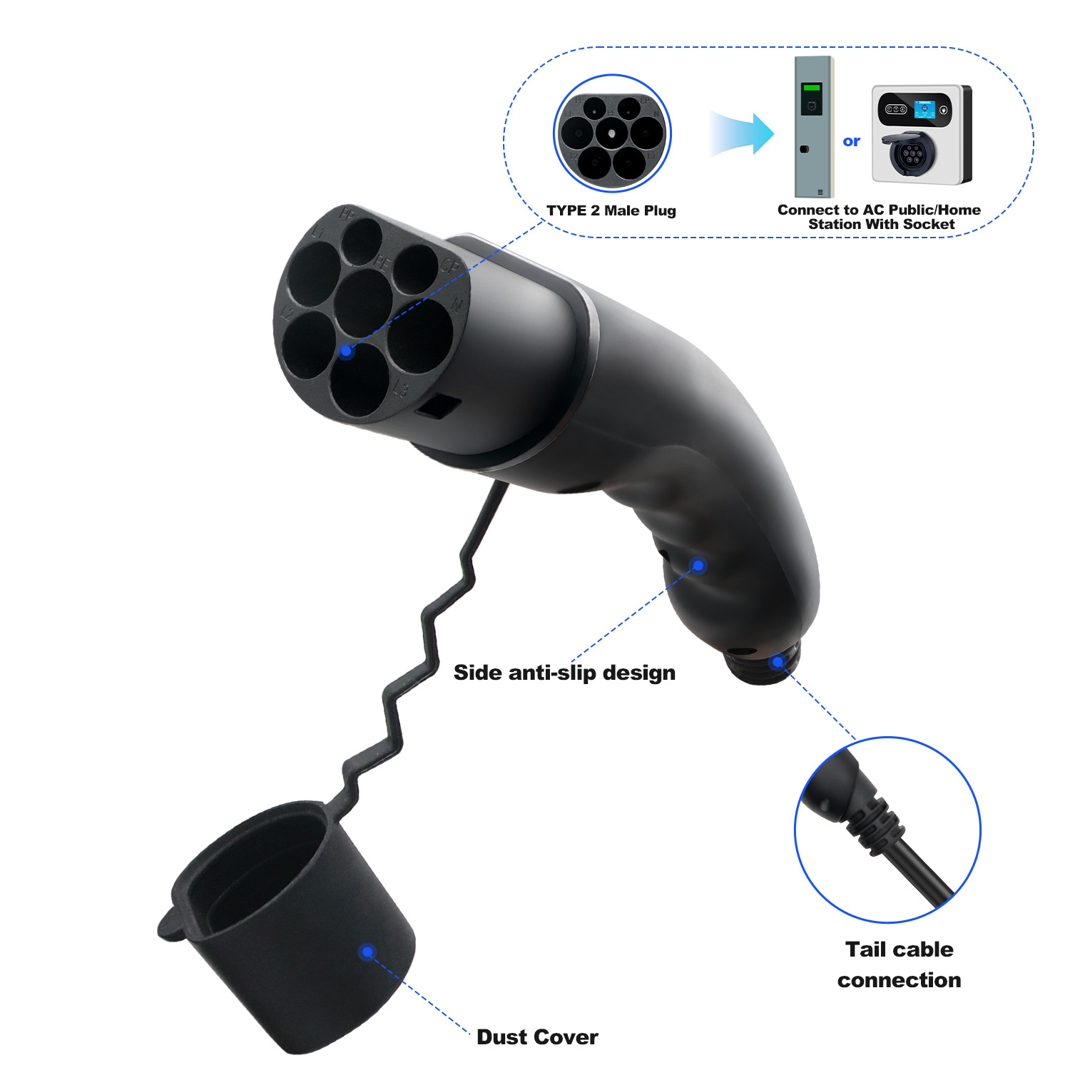 Connettore EV Kolanky Tipo 2 M - Ev Charger Type 2 22Kw 32A 3 Phase recensione e prezzo